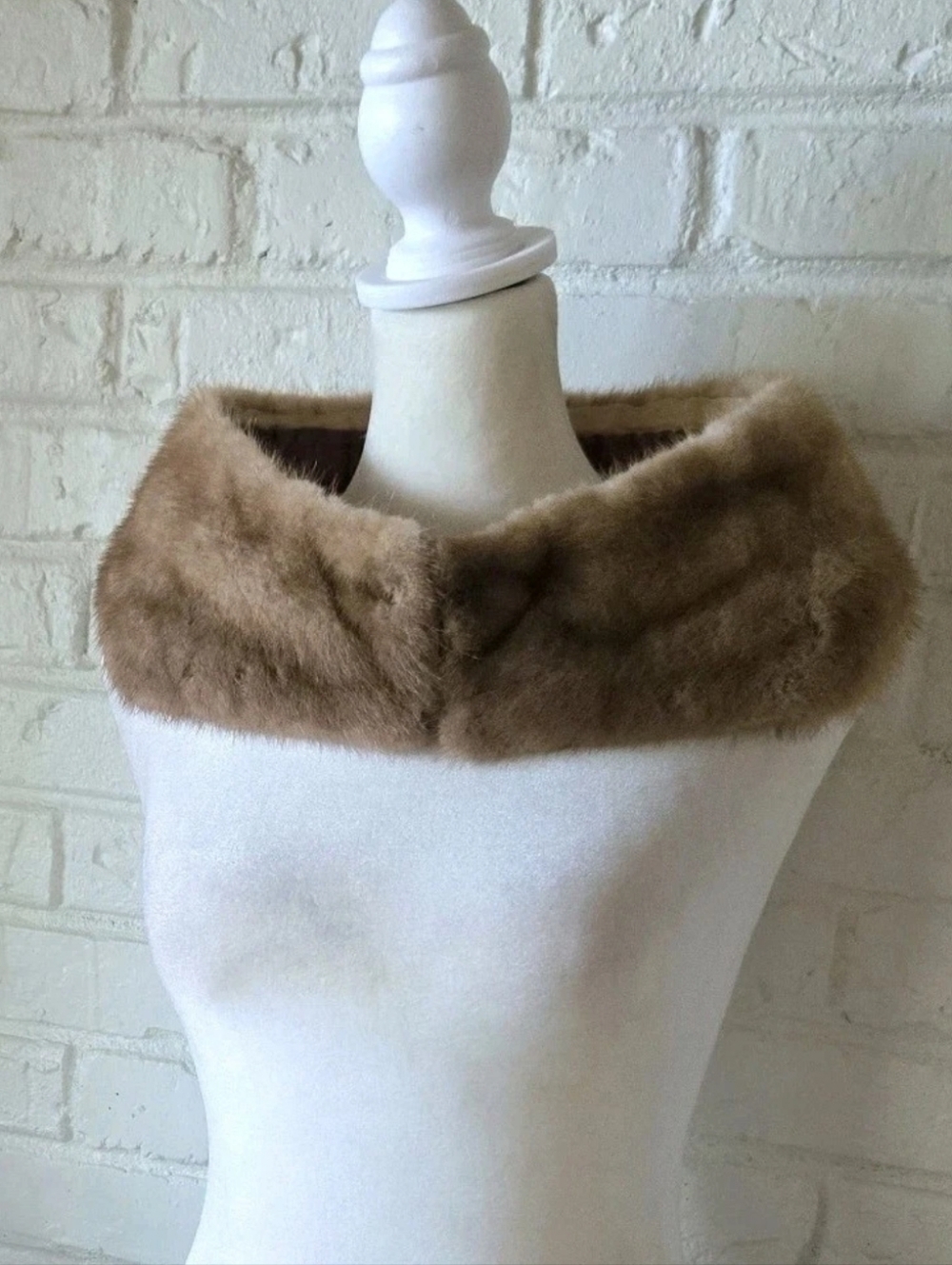 Vtg 50s Detachable Mink Fur Collar, Pastel Brown